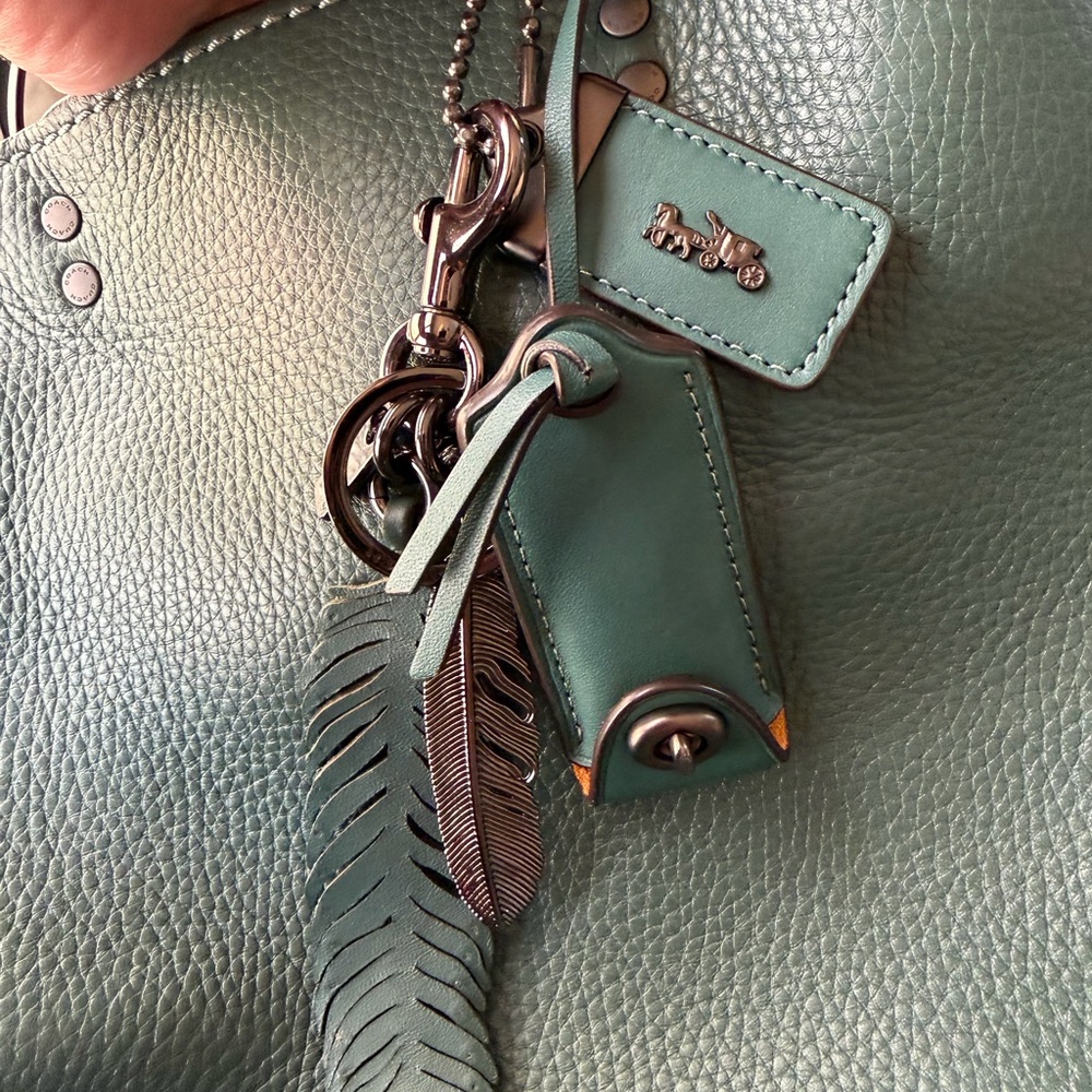 Coach 1941 Rogue 30 With Whipstitch Handle Teal Mixed Leather F58116 - Picture 11 of 15